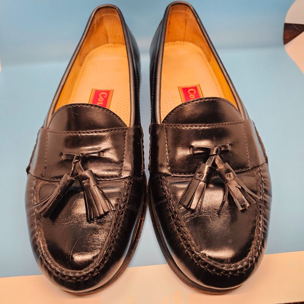 VTG Cole Haan Mens Sz 9.5 E Pinch Tassel Loafer Shoes Black Dress‎ Shoes 2673